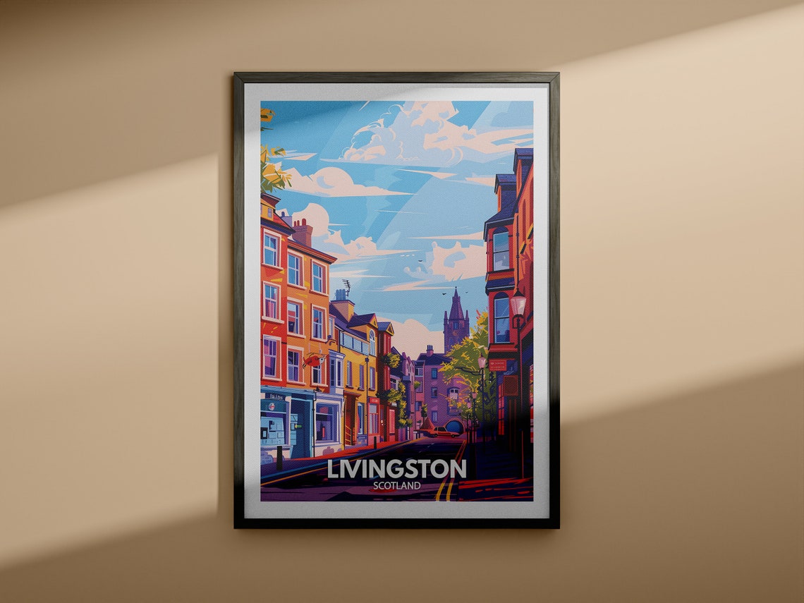 Livingston Print Livingston Poster Uk Wall Art Scotland Wall Art Decor British Travel Poster United Kingdom Print Scotland City Art - Image 4