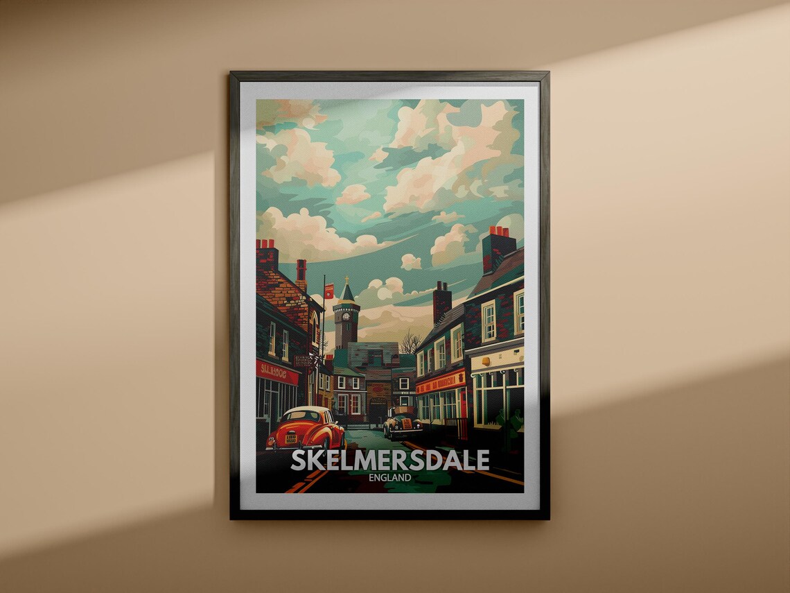 Skelmersdale England Vintage High Street Classic Cars Poster - Image 4