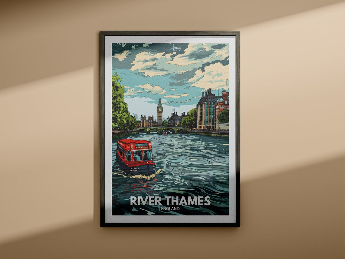 River Thames England Red River Bus Big Ben Westminster Poster - Image 4