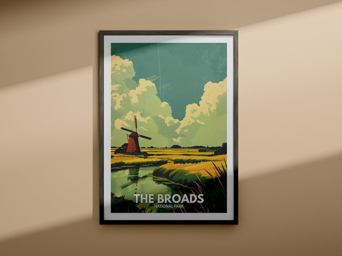 The Broads England National Park Vintage Windmill Marshlands Poster - Image 4