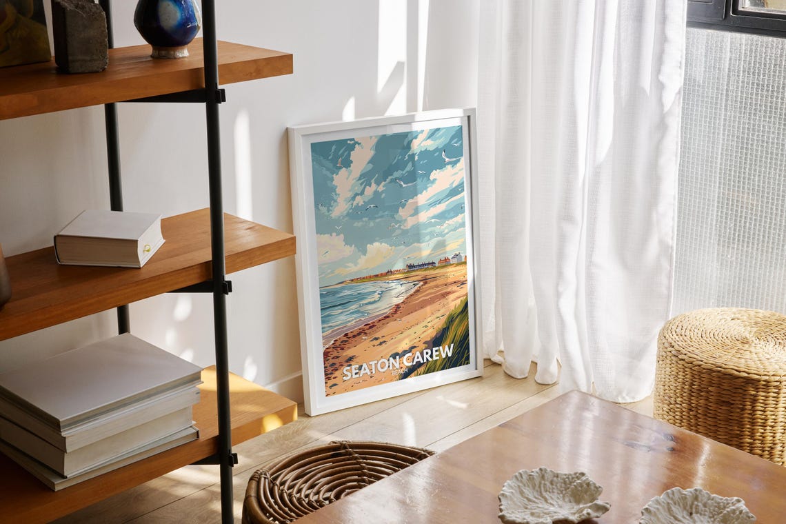 Seaton Carew Beach Travel Poster Coastal Waves Seaside Wall Decor - Image 2