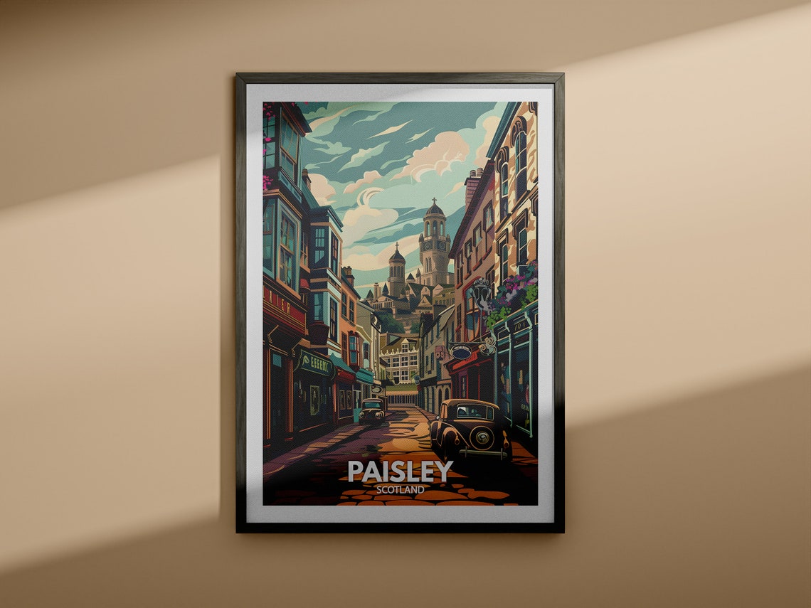 Paisley Print Paisley Poster Uk Wall Art Scotland Wall Art Decor British Travel Poster United Kingdom Print Scotland City Art - Image 4