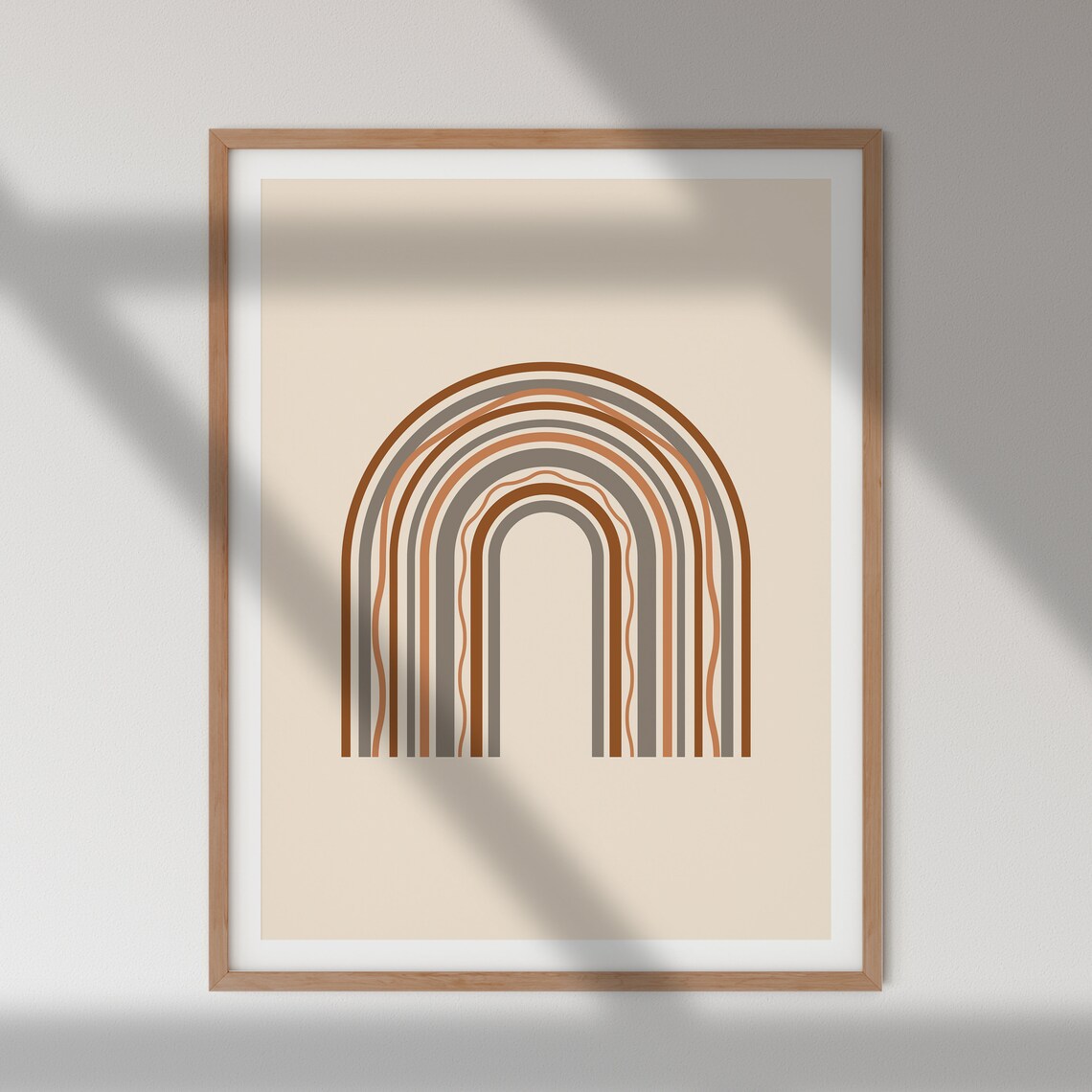 Boho Rainbow Arch Brown Grey Terracotta Kids Nursery Art Poster