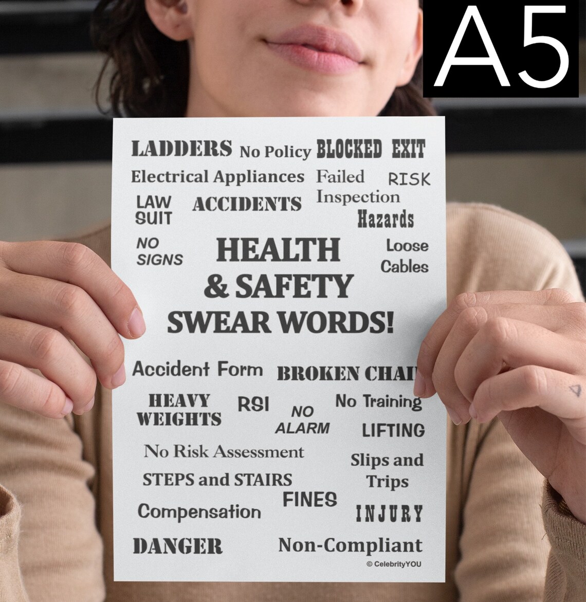 Health Safety Swear Words Funny Office Art Print - Image 2