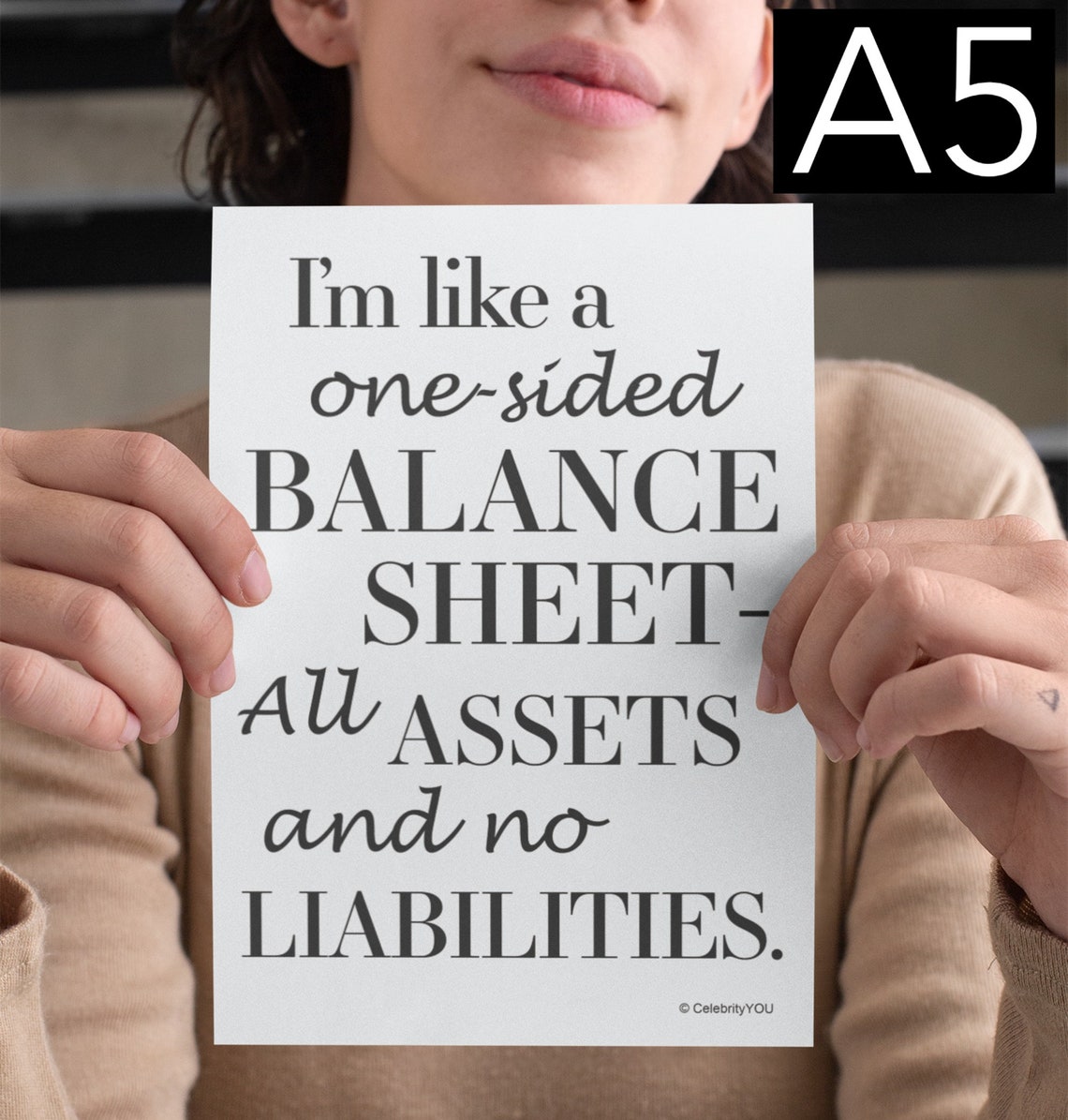 One Sided Balance Sheet Funny Accountant Quote Office Humor Poster - Image 2