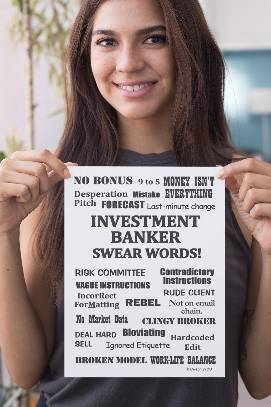 Investment Banker Swear Words Funny Banking Pet Peeves Poster - Image 2
