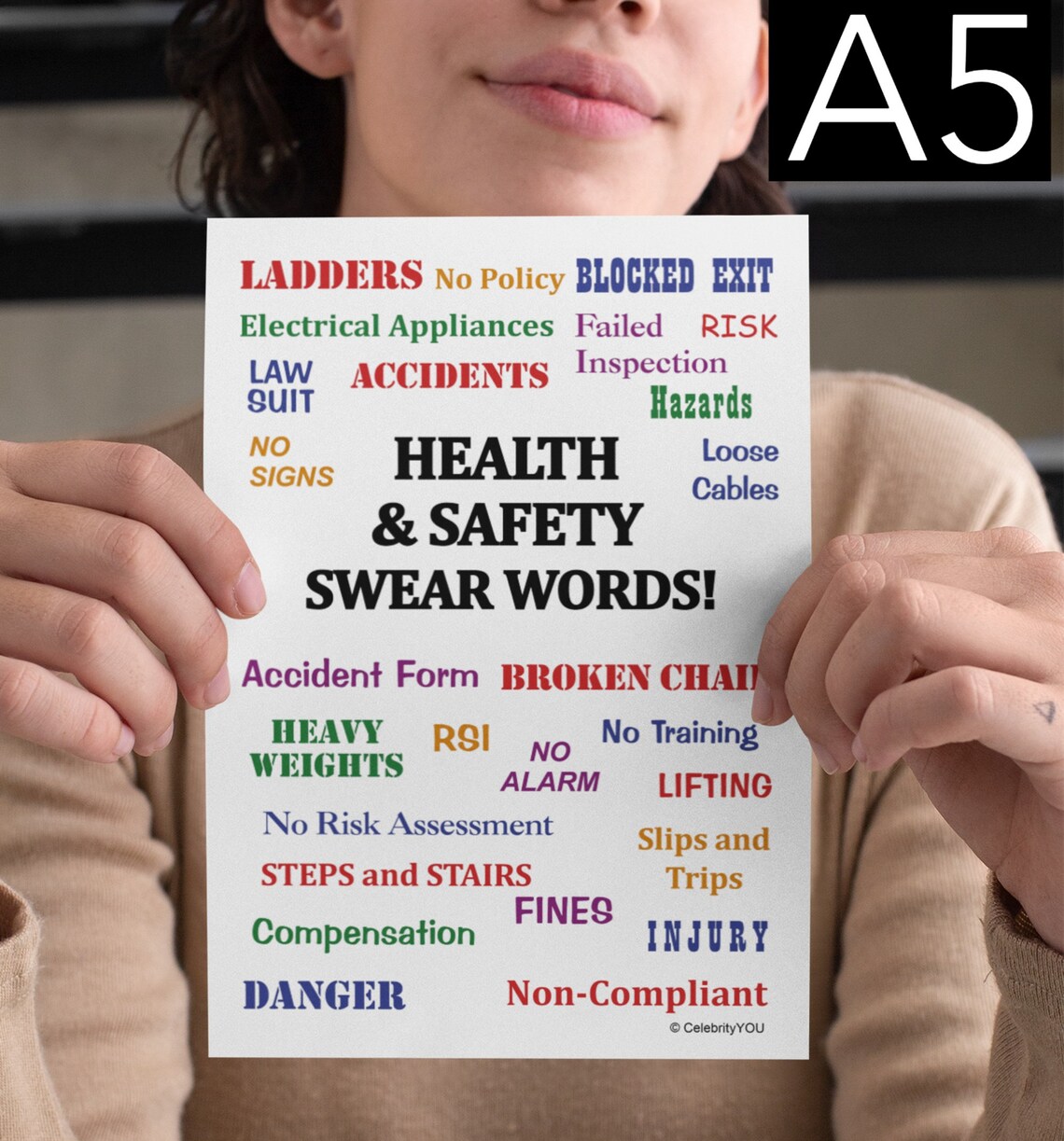 Health Safety Swear Words Color Print, Funny Office Decor - Image 2