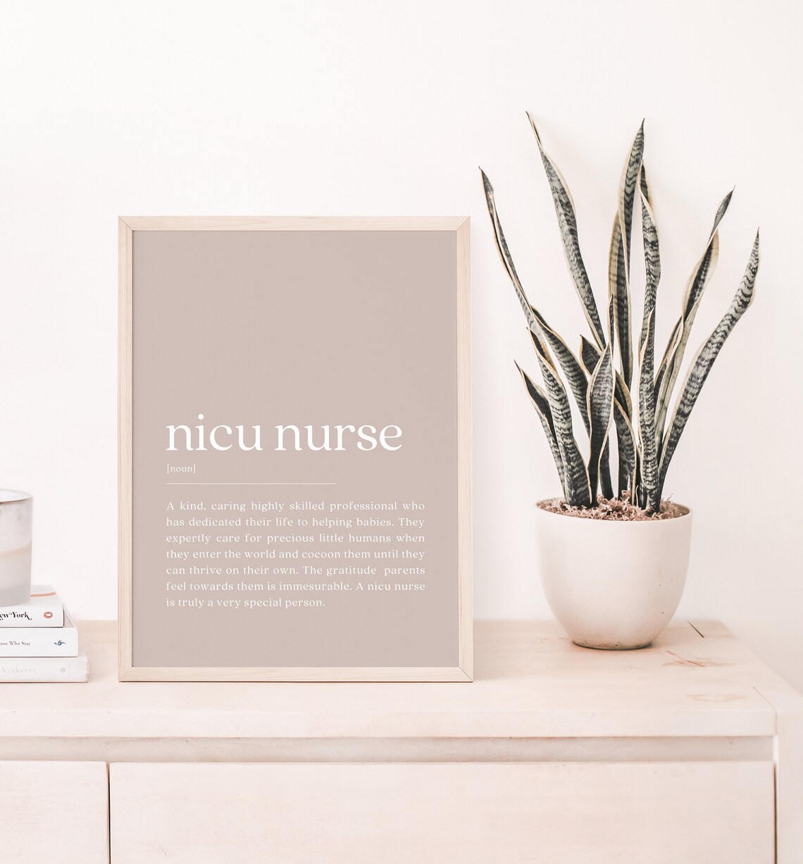 NICU Nurse Definition Taupe Minimalist Nurse Appreciation Poster - Image 2