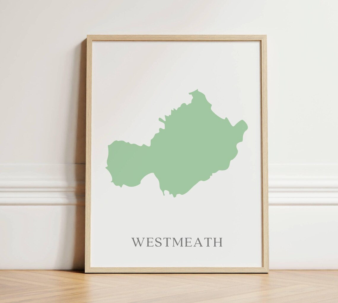 County Westmeath Map, Irish Wall Art Print
