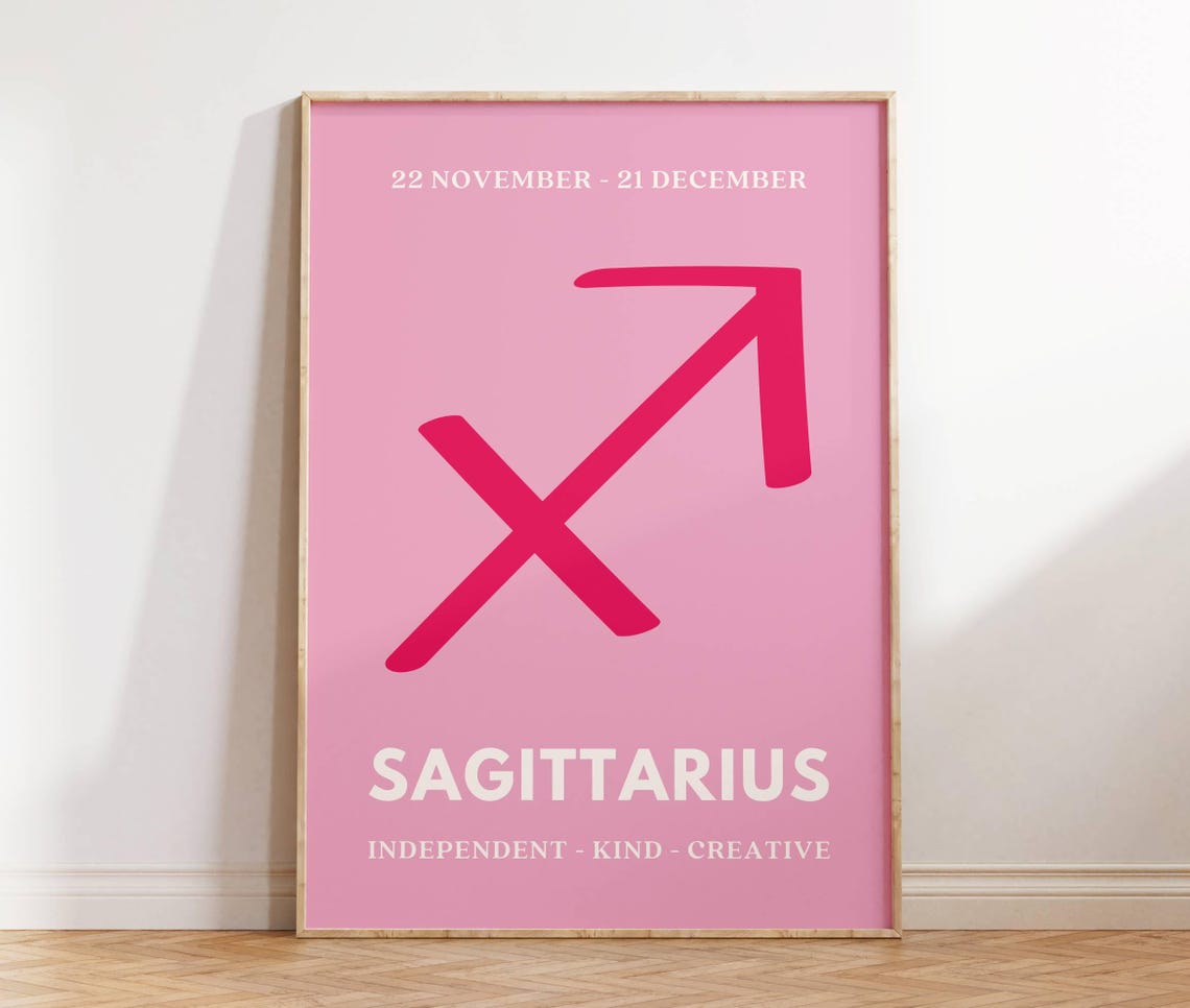 Sagittarius Star Sign Print Pink Sagittarius Poster Sagittarius Birthday Gift Zodiac Quote Art Dorm Room Decor