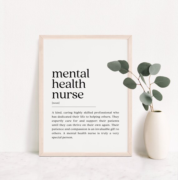 Mental Health Nurse Dictionary Definition Black on White Minimal Poster
