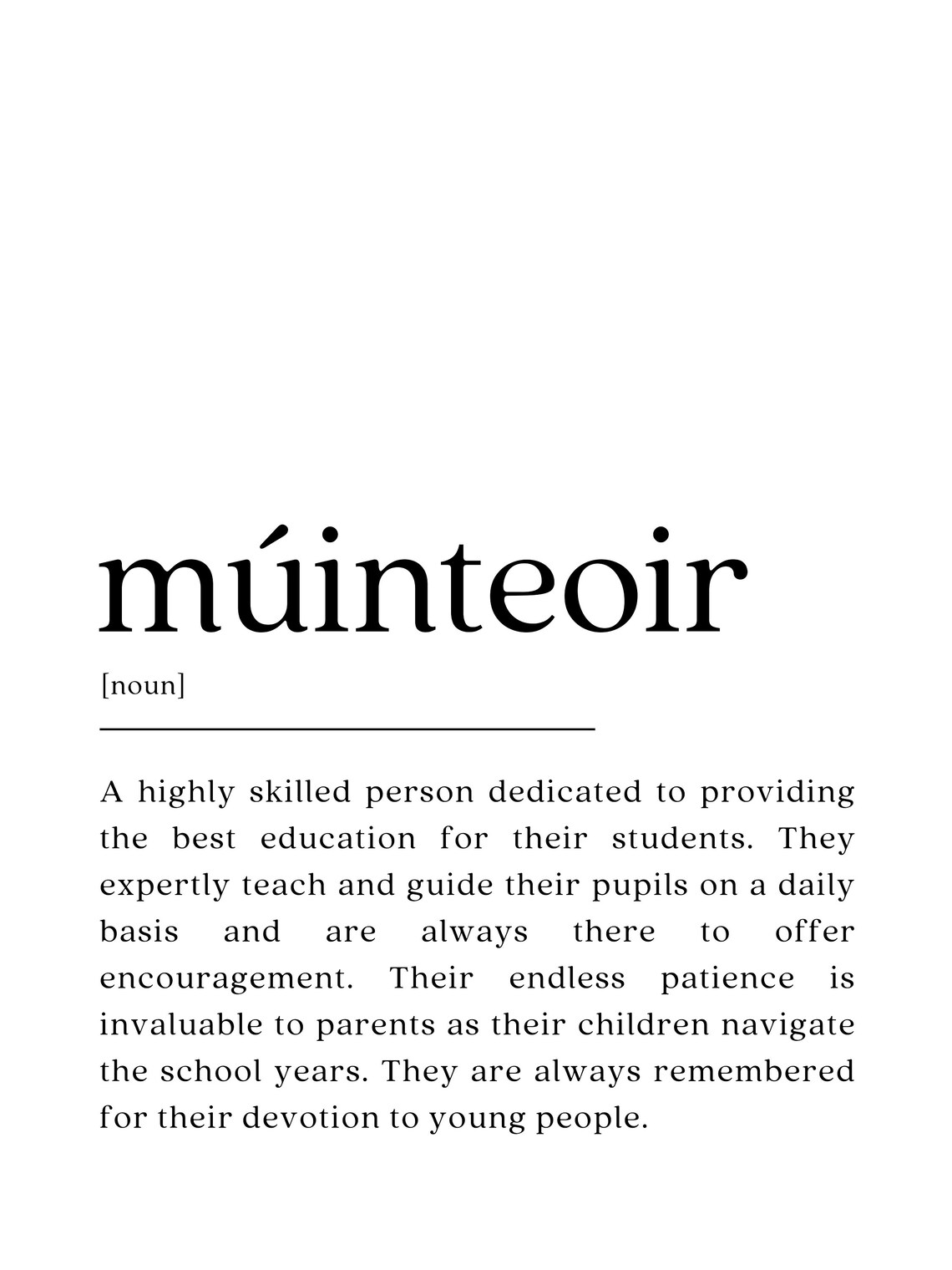 Múinteoir Irish Teacher Dictionary Definition Poster for Gaeilge Educators - Image 2