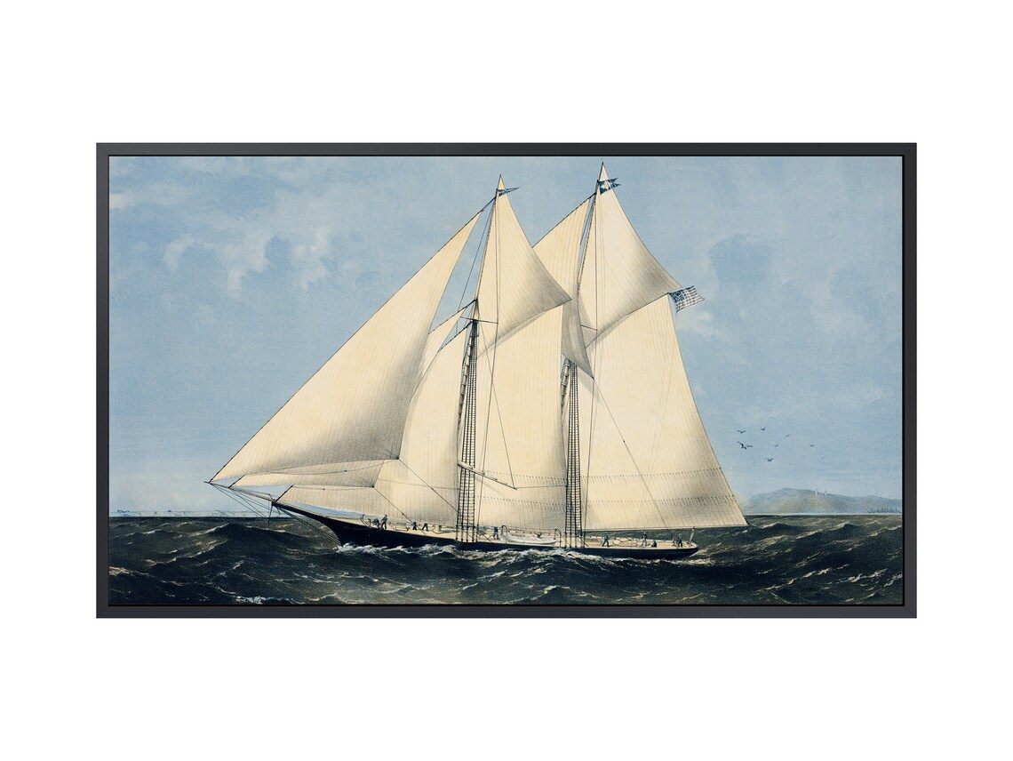 Vintage Racing Yacht Under Full Sail Nautical Ocean Art Print - Image 3