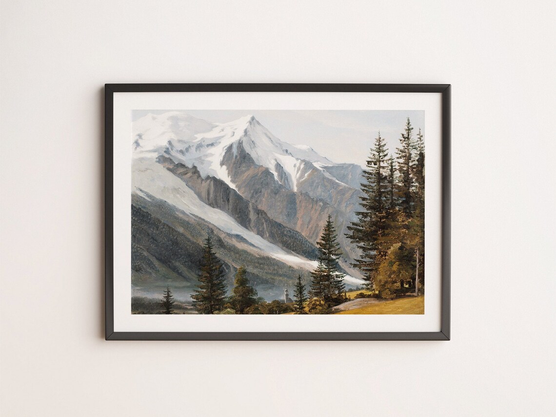 Vintage Mountain Landscape Art Print, Cottage Decor - Image 4