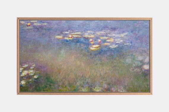 Frame Tv Art Painting Of Water Lilies Landscape Artwork Vintage Monet Art Instant