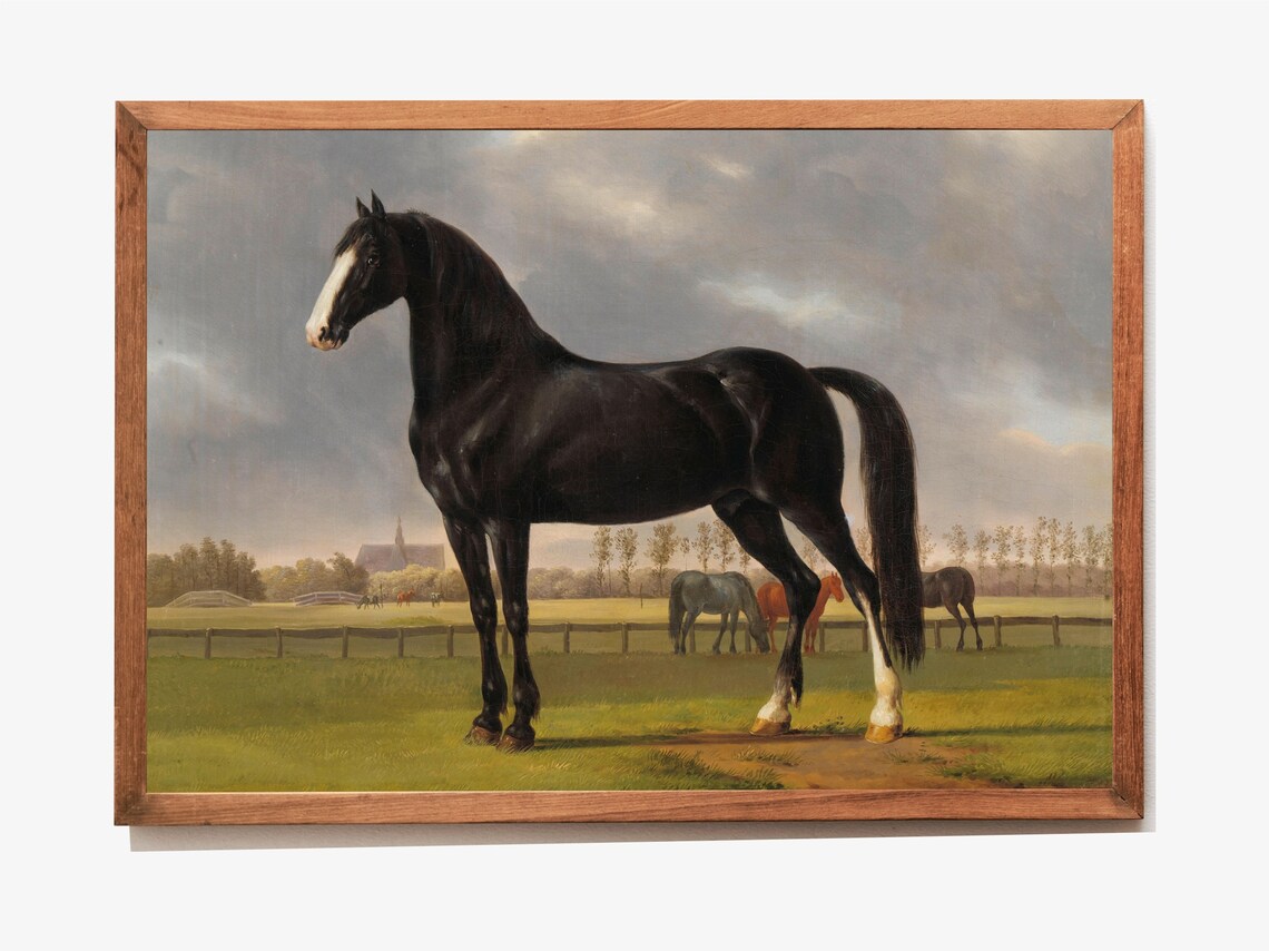 Vintage Horse Portrait Art Print, Black Horse - Image 3