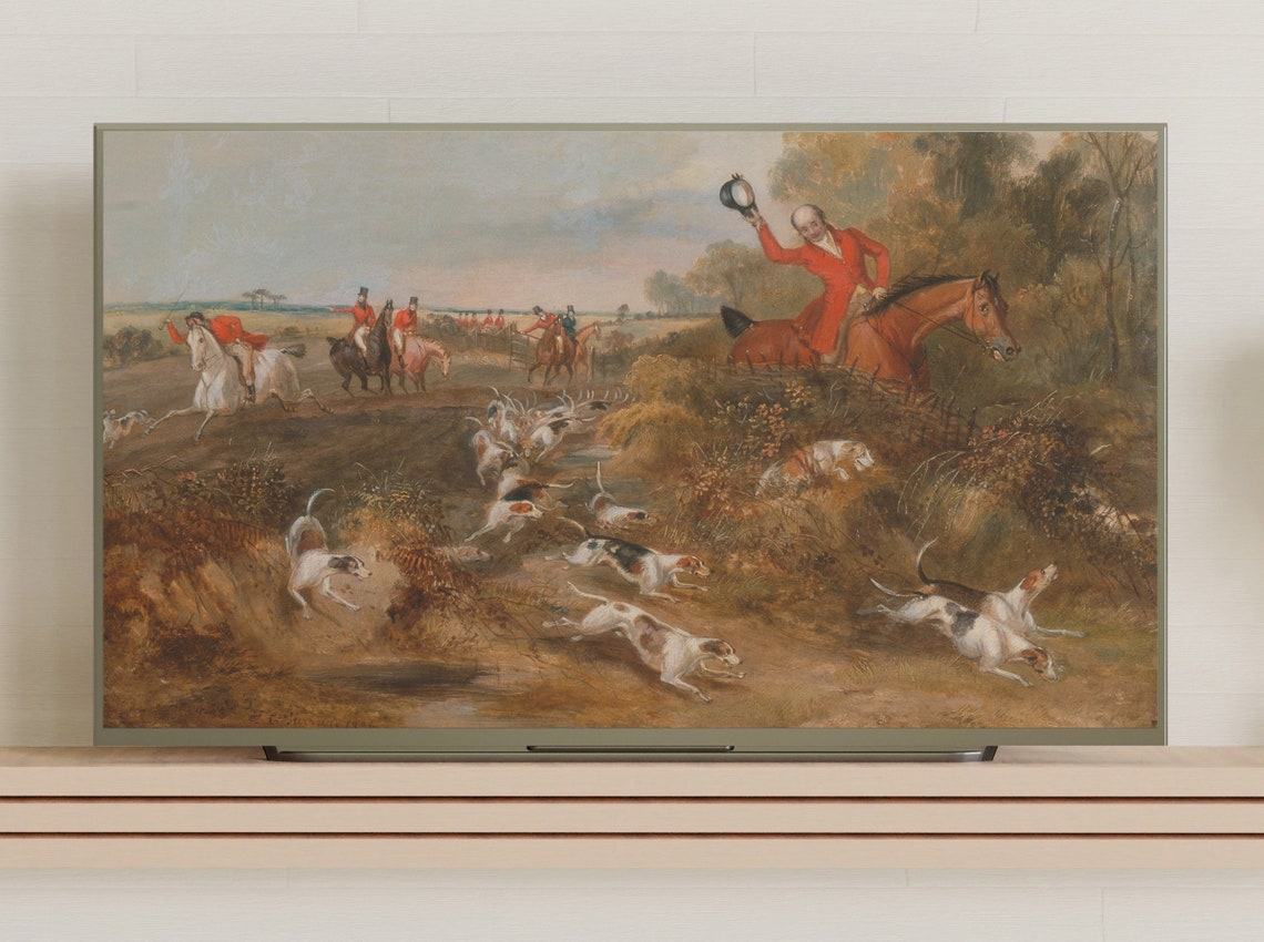 Fox Hunt with Riders in Red Coats and Hounds Vintage Sporting Poster - Image 3