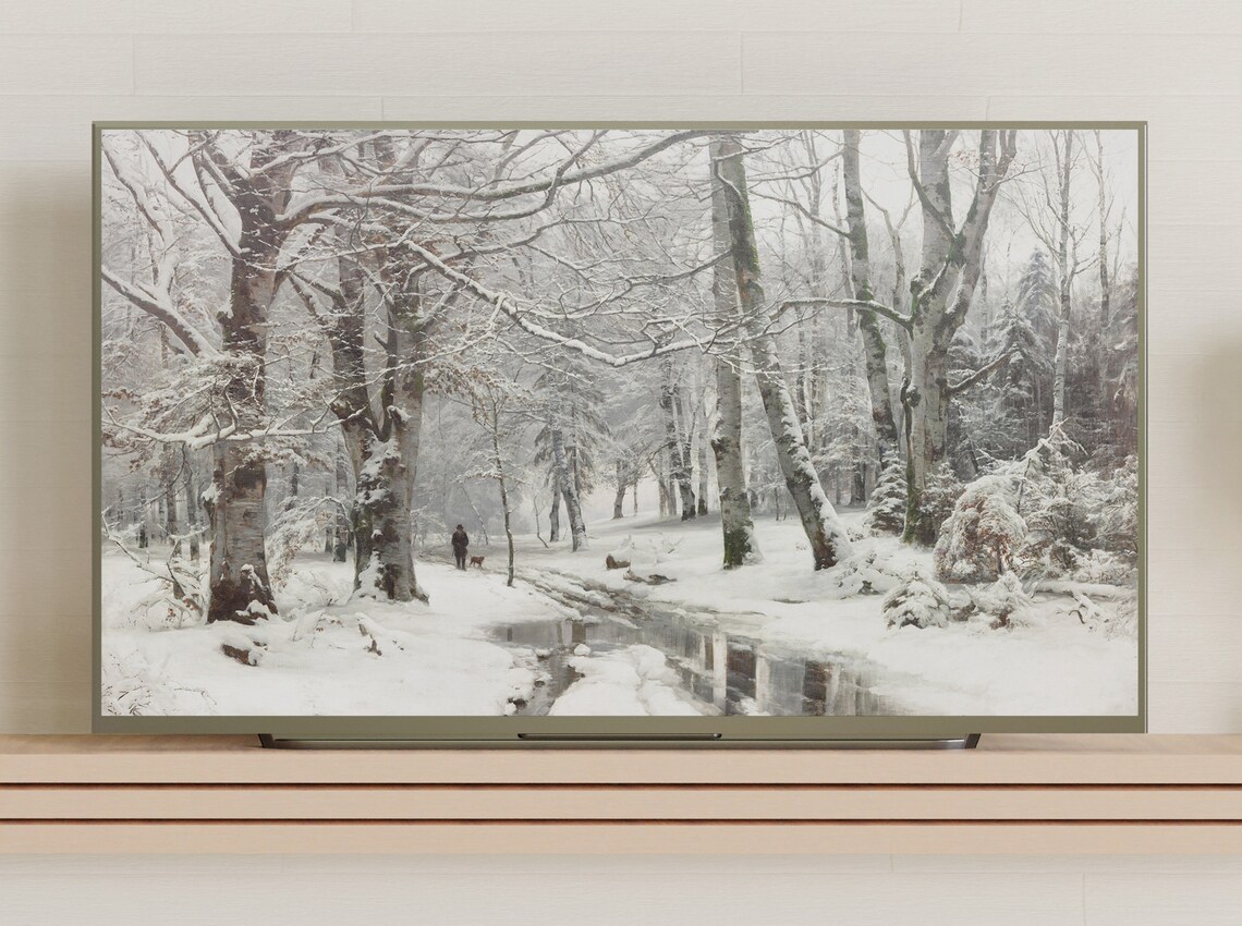 Vintage Winter Landscape Art Print, Beech Forest - Image 3