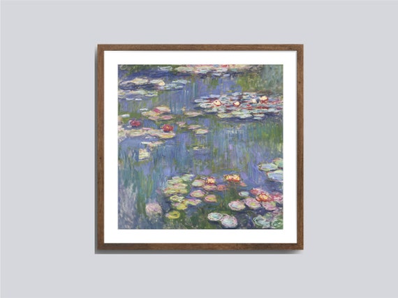 Water Lilies By Claude Monet Square Print Wall Art Vintage Artwork Art Print For Living Room Square Oil Paintings Instant