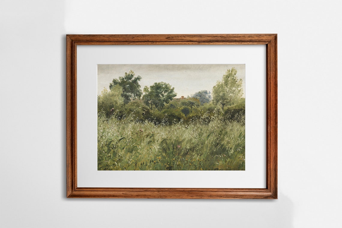 Four Piece Vintage Rustic Landscape Set Meadow Stream Gallery Wall Art - Image 3