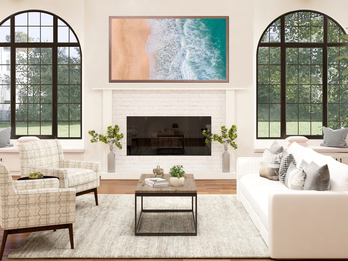 Aerial Ocean Waves Sandy Shore Drone Beach Photography Wall Art Poster - Image 3