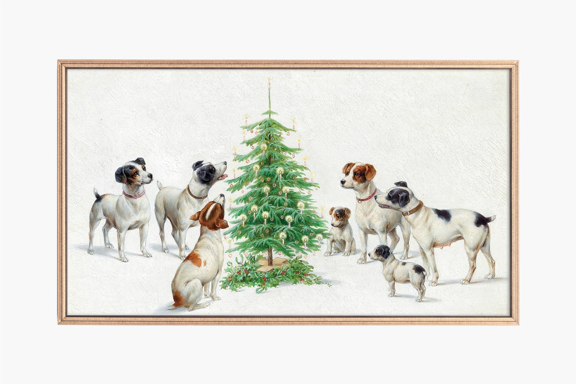 Set 4 Vintage Christmas Winter Paintings Snow Holiday Wall Art Posters - Image 2