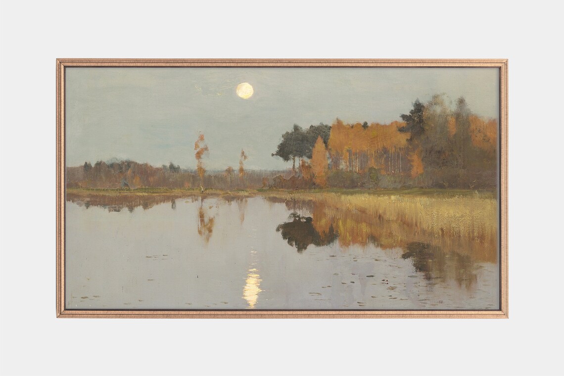 Twilight Moon Landscape Vintage Art Print
