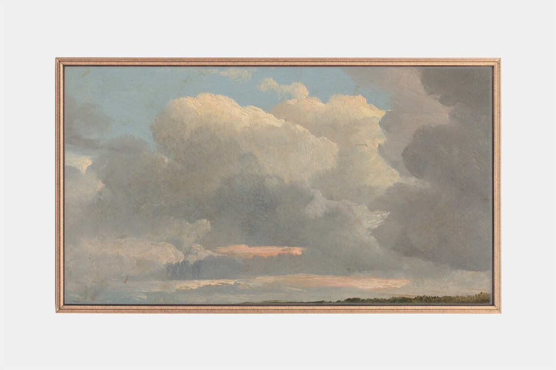 Vintage Sky Landscape Art Print, Cloud Paintings