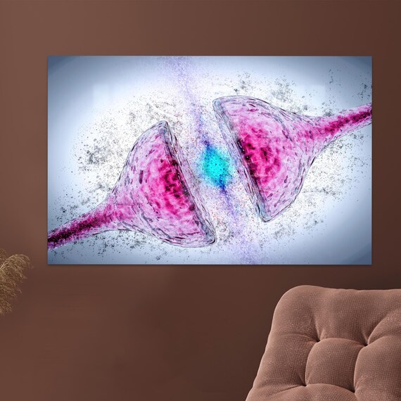 Neuron Synapse Pink Science Art Brain Cell Medical Wall Poster