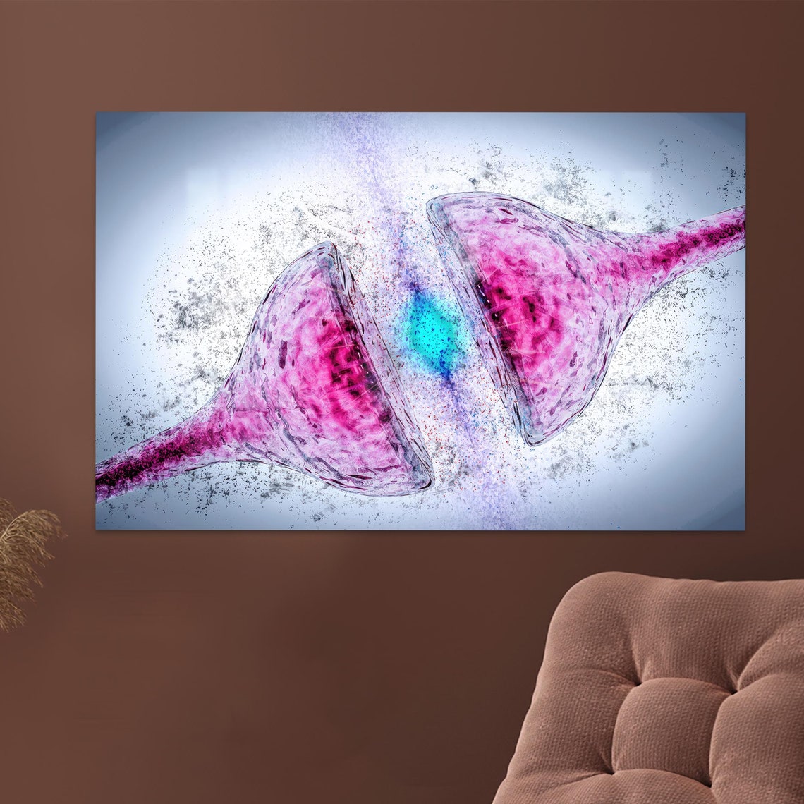 Neuron Synapse Pink Science Art Brain Cell Medical Wall Poster