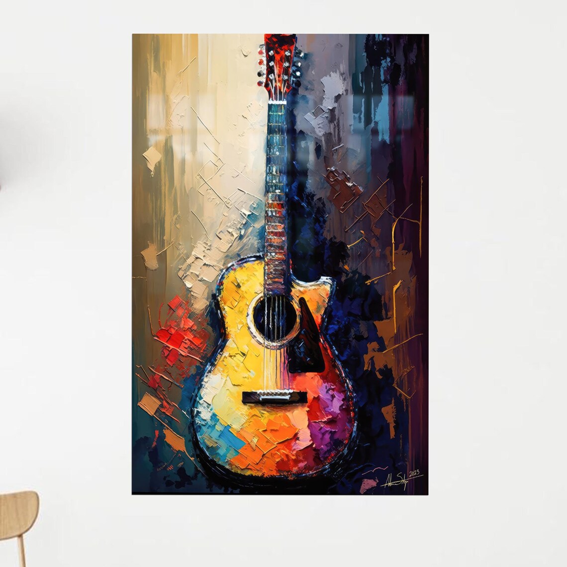 Guitar Modern Art Decor, Personalized Wall Art Print