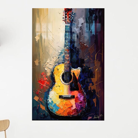 Guitar Modern Art Decor, Personalized Wall Art Print