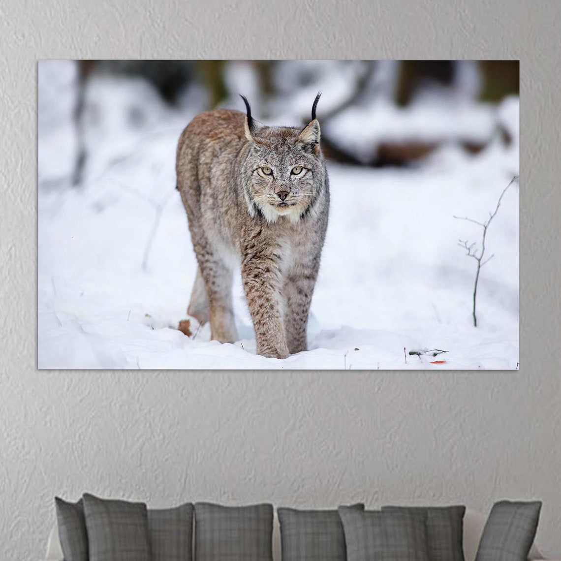 Lynx Walking Through Deep Snow Winter Wildlife Photography Poster