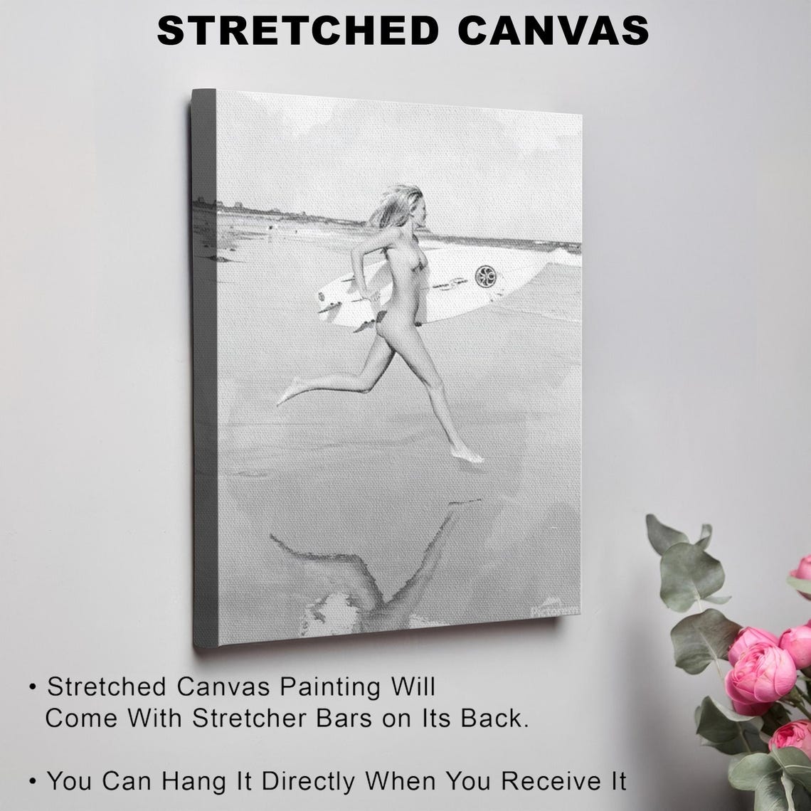 Naked Surfer Woman Painting N Modern Wall Decor N Wall Art Framed Wall Art Housewarming Gifts Large Wall Art - Image 3