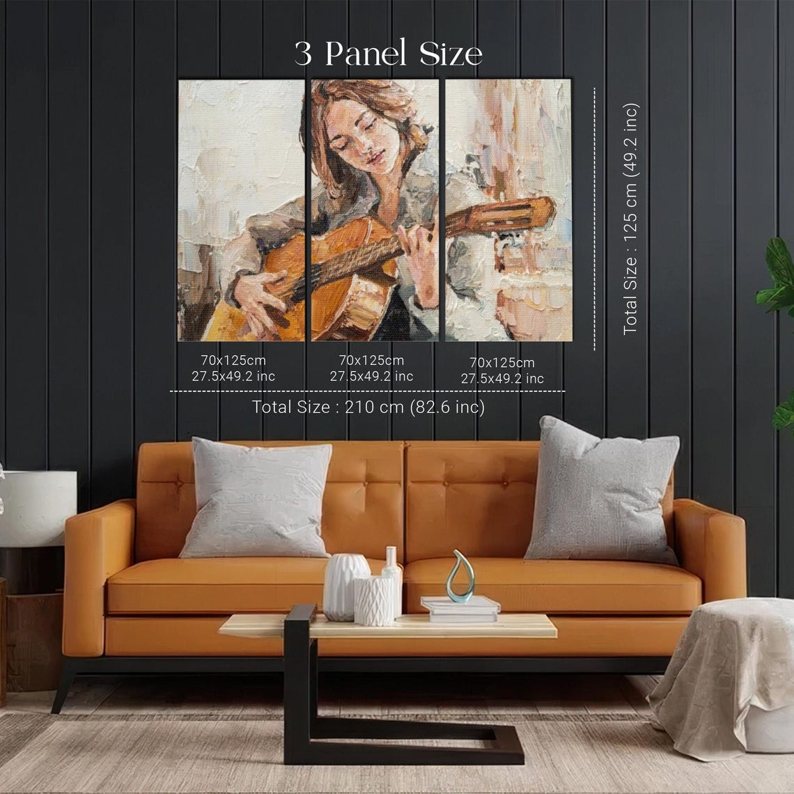Young Girl Playing Classical Guitar Painted Portrait Art Poster - Image 2