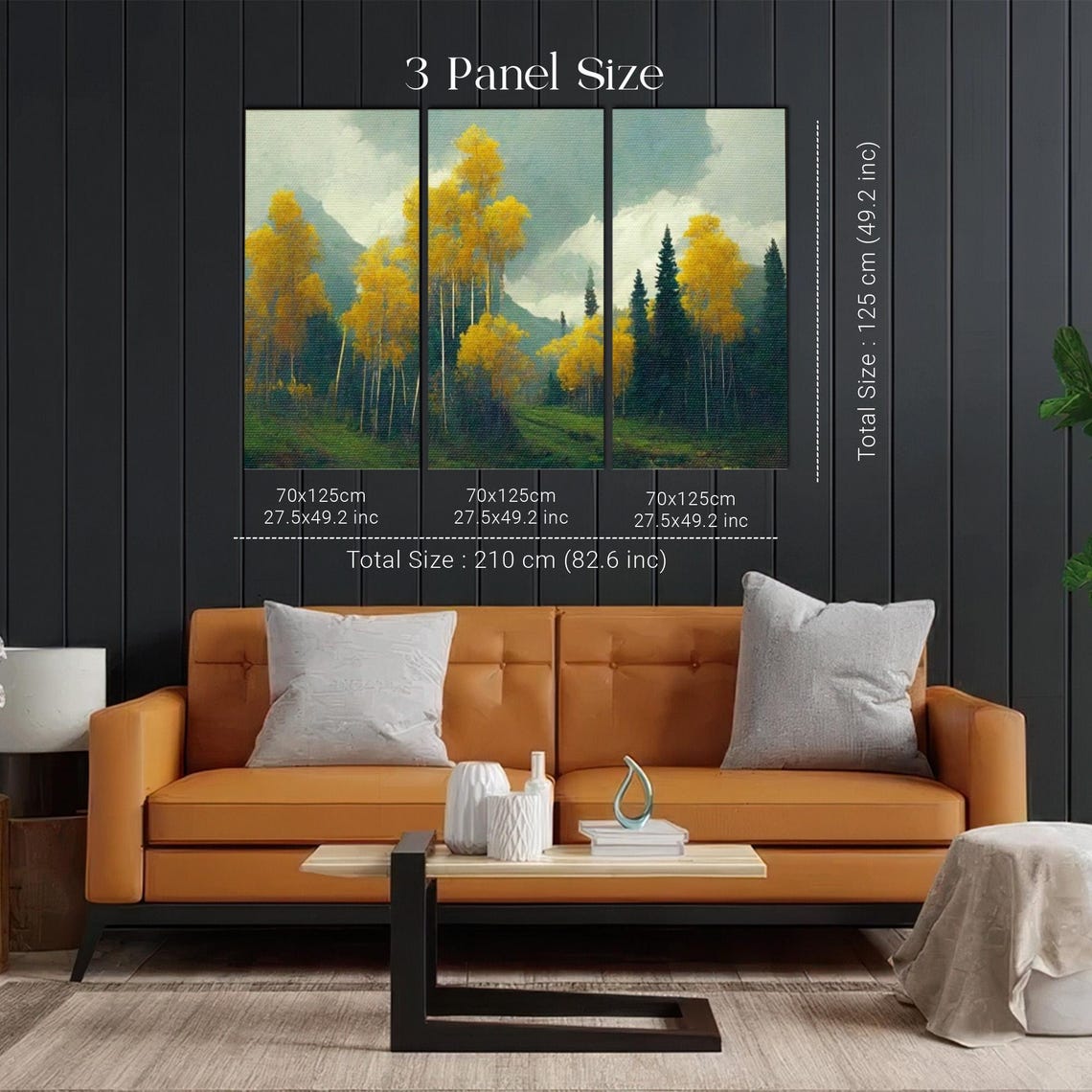 Golden Aspen Trees Among Dark Evergreens Forest Painting Poster - Image 2