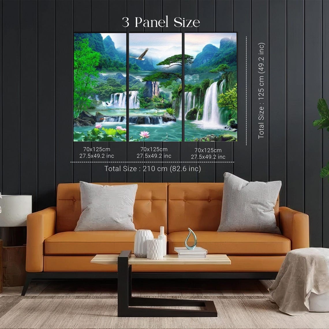 Tropical Waterfalls With Eagle Soaring Over Green Valley Poster - Image 2