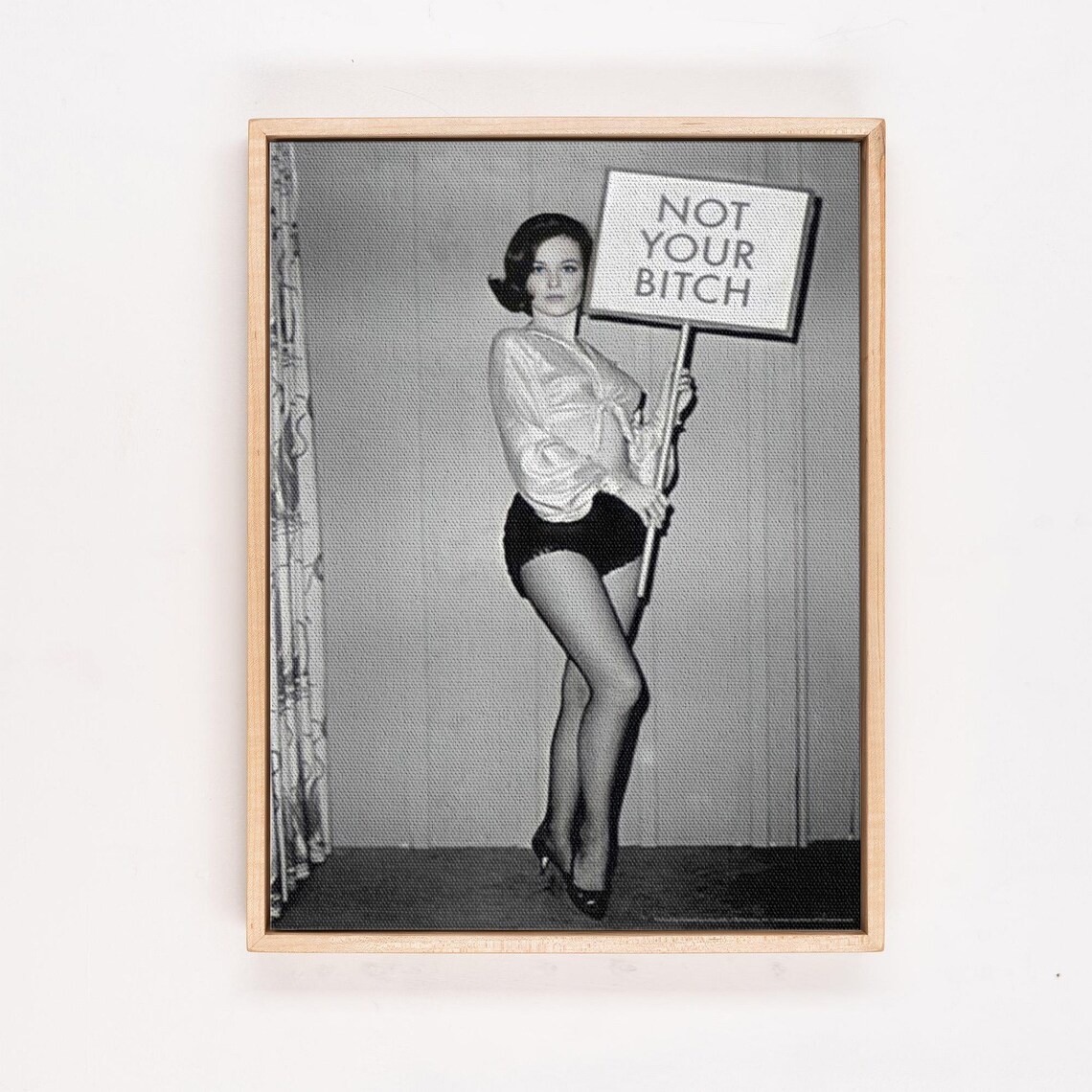 Vintage Pinup Woman Holding Not Your Bitch Protest Sign Poster - Image 4