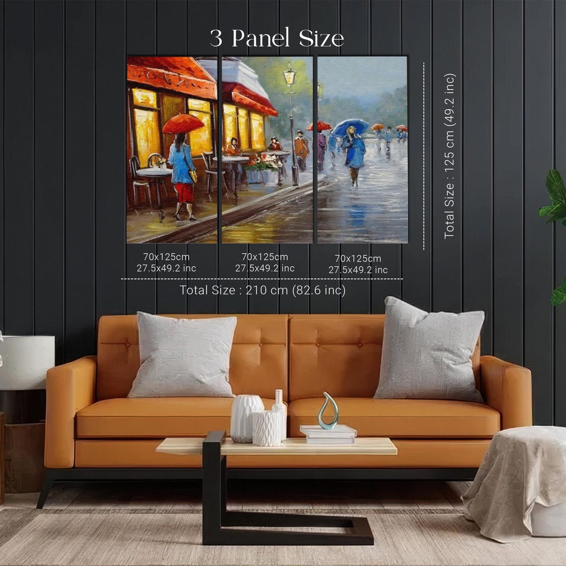 Rainy Day Paris Cafe Terrace With Colorful Red Umbrellas Poster - Image 2
