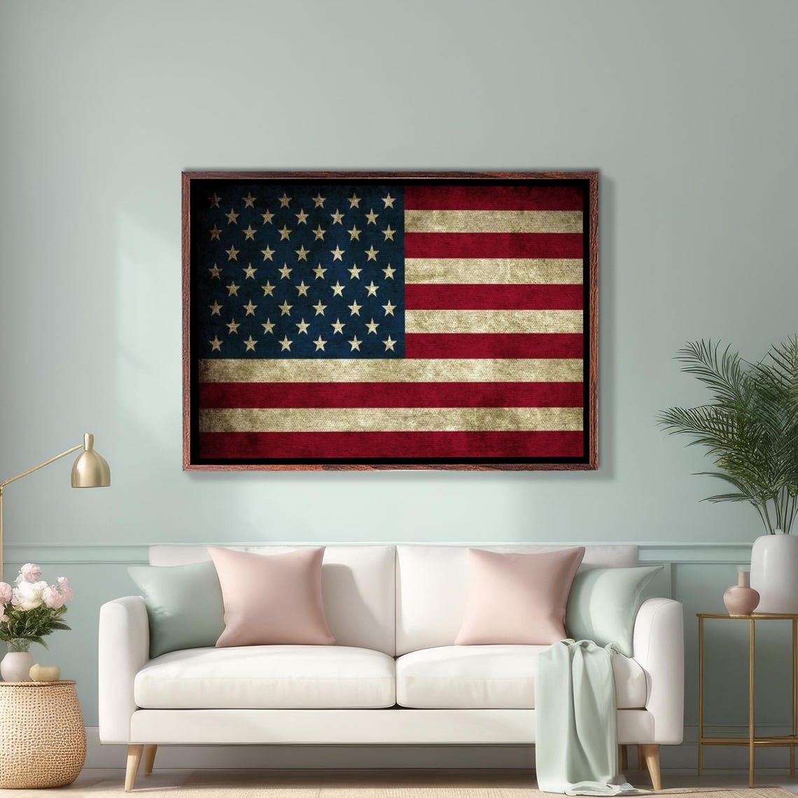 Distressed Vintage American Flag Rustic Patriotic Americana Poster