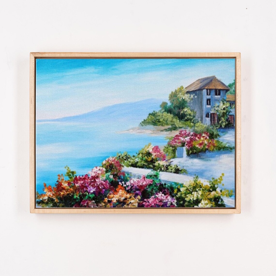 Seaside Stone House Among Vibrant Bougainvillea Flowers Poster - Image 4