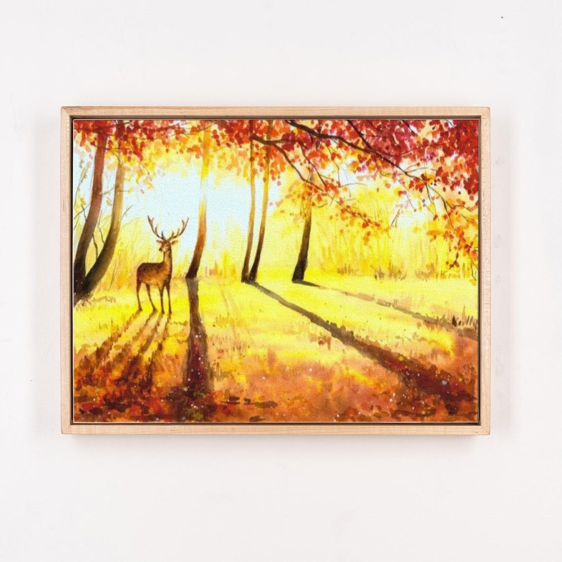Stag Standing In Golden Autumn Forest With Red Leaves Poster - Image 4