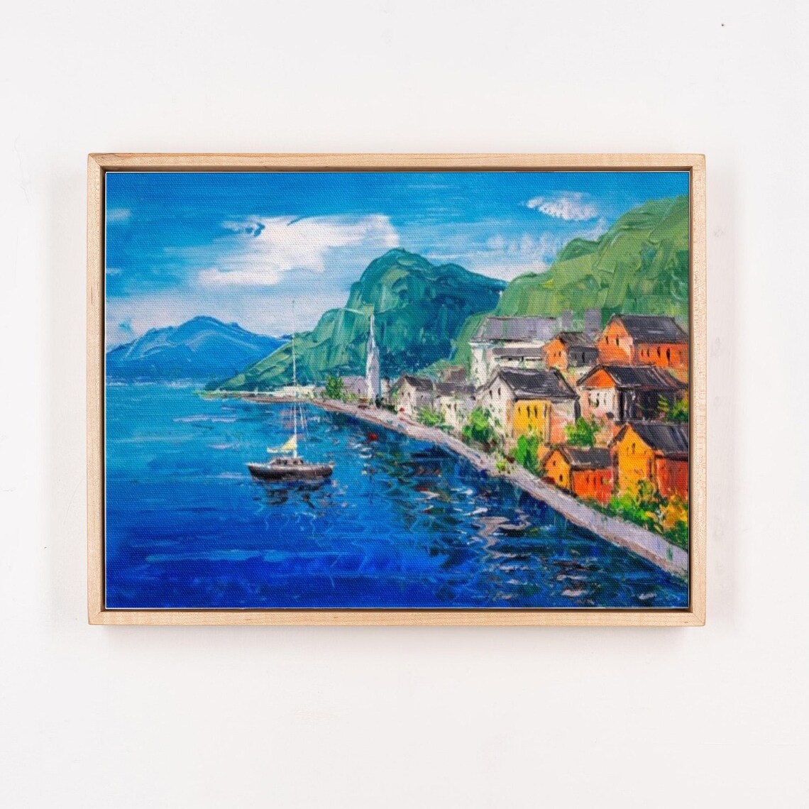 Hallstatt Austria Lakeside Village Painting Lake View Poster - Image 4
