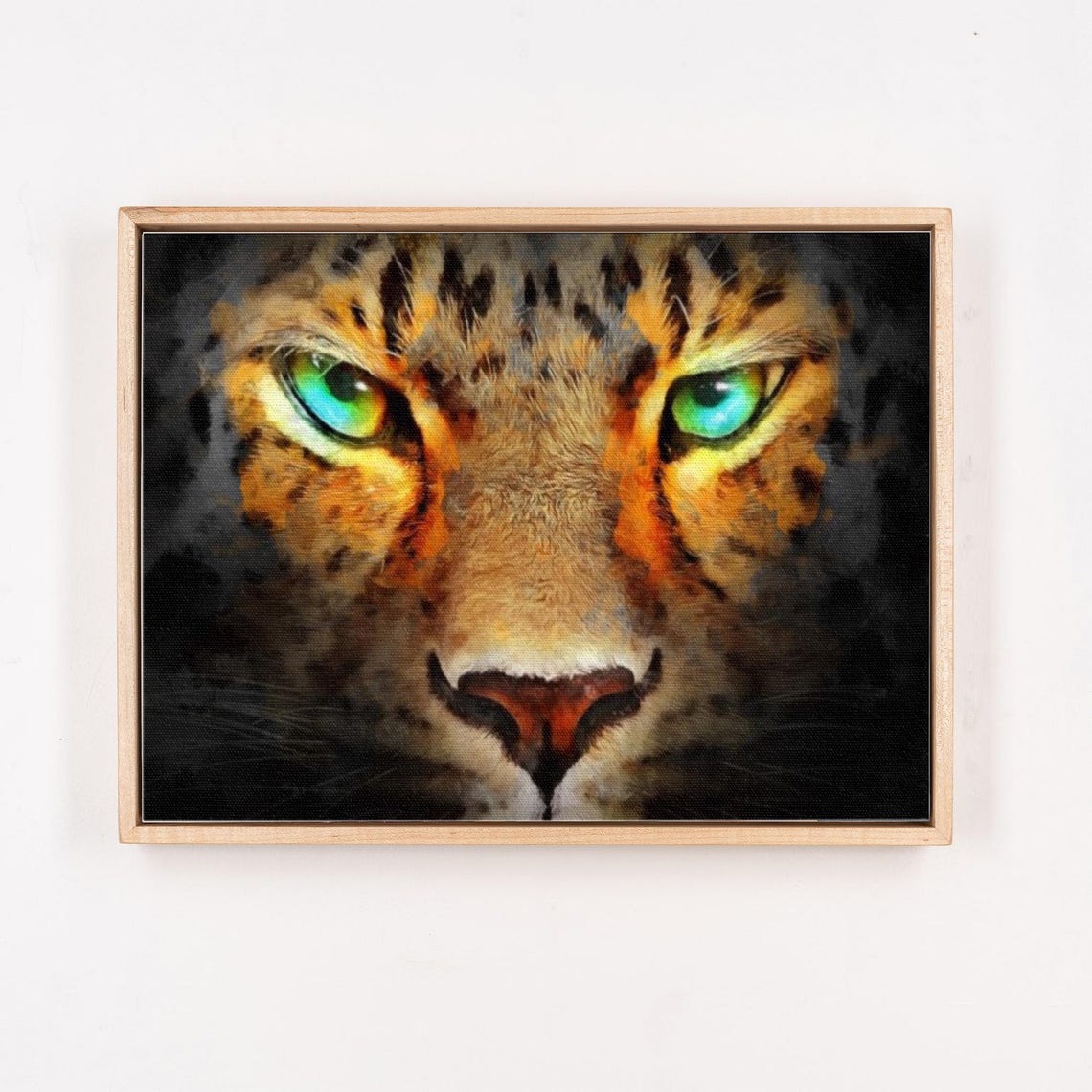 Piercing Green Eyes of a Cheetah in Dramatic Close Up Painting Poster - Image 4