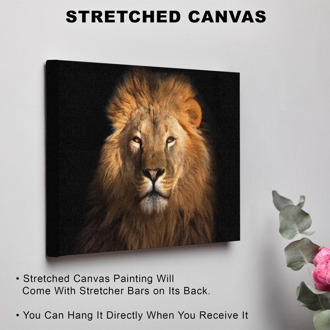 Majestic Lion Portrait On Black Background Wildlife Photo Poster - Image 3