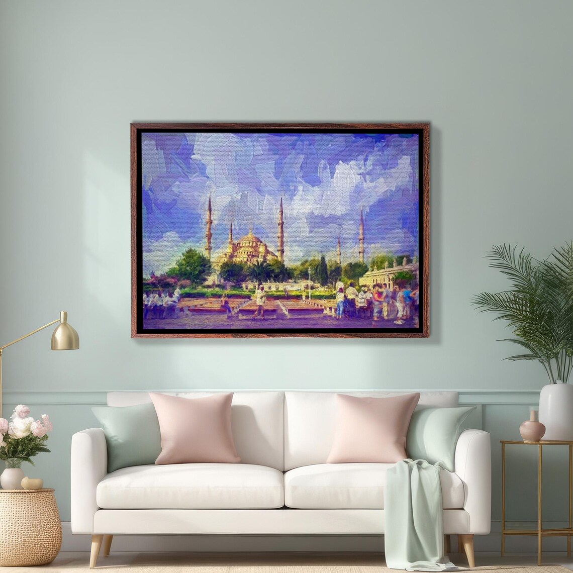 Istanbul Sultan Ahmed Blue Mosque Oil Painting Scene Art Poster