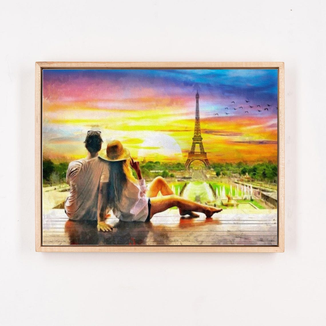 Romantic Couple Watching Eiffel Tower Sunset In Paris France Poster - Image 4