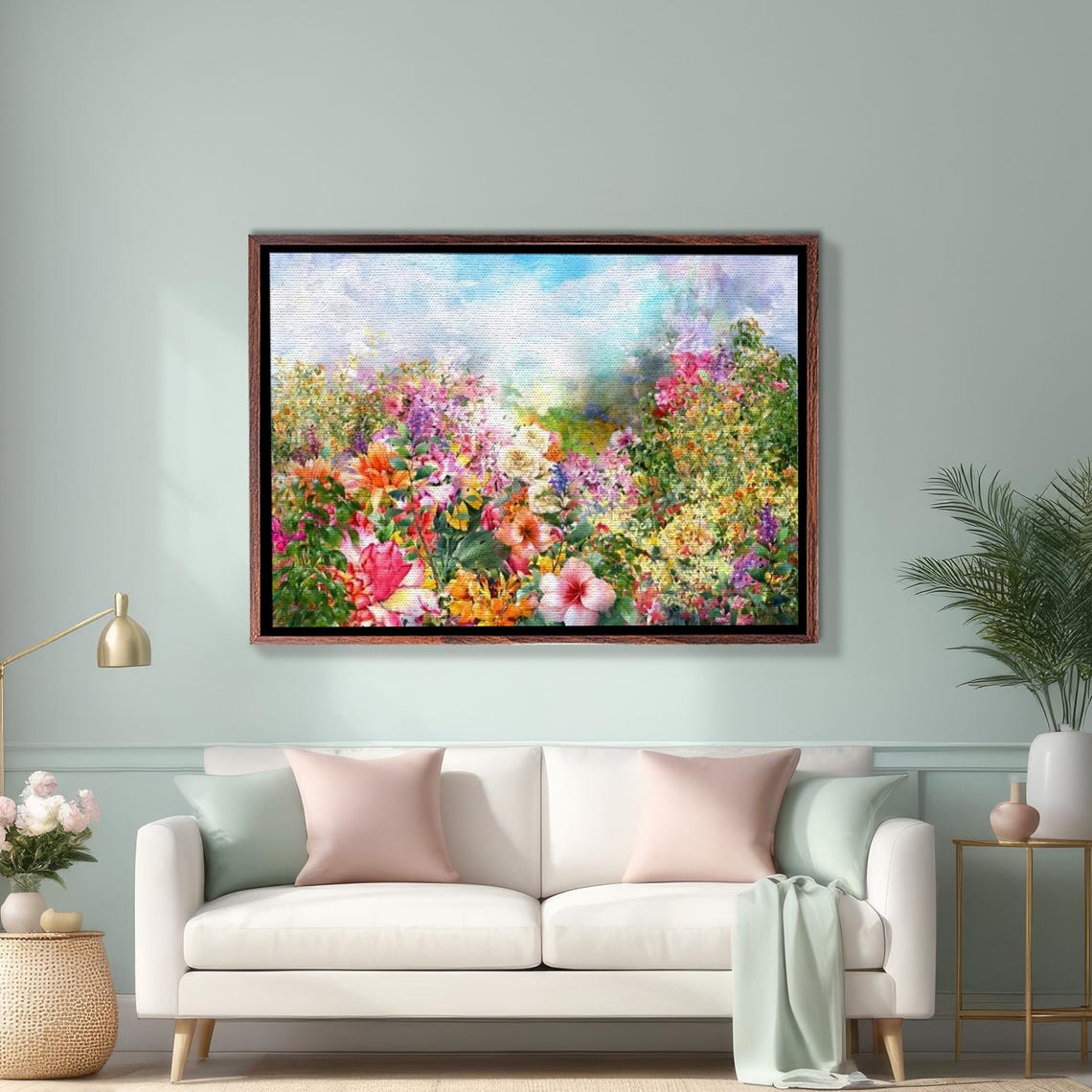 Vibrant Wildflower Meadow in a Soft Dreamy Watercolor Style Poster