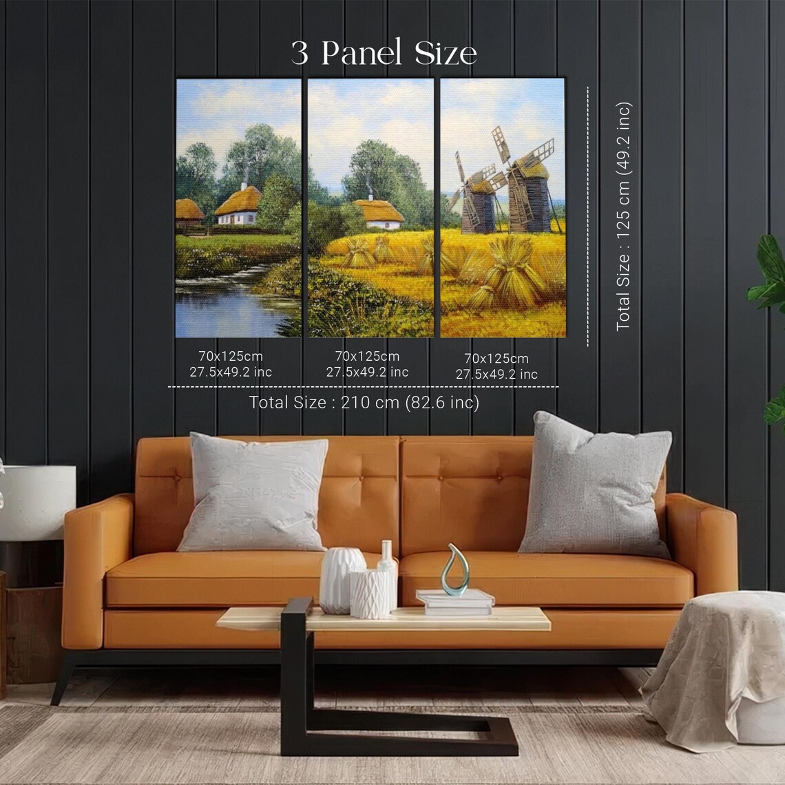 Ukrainian Village With Windmills Golden Wheat Field River Poster - Image 2