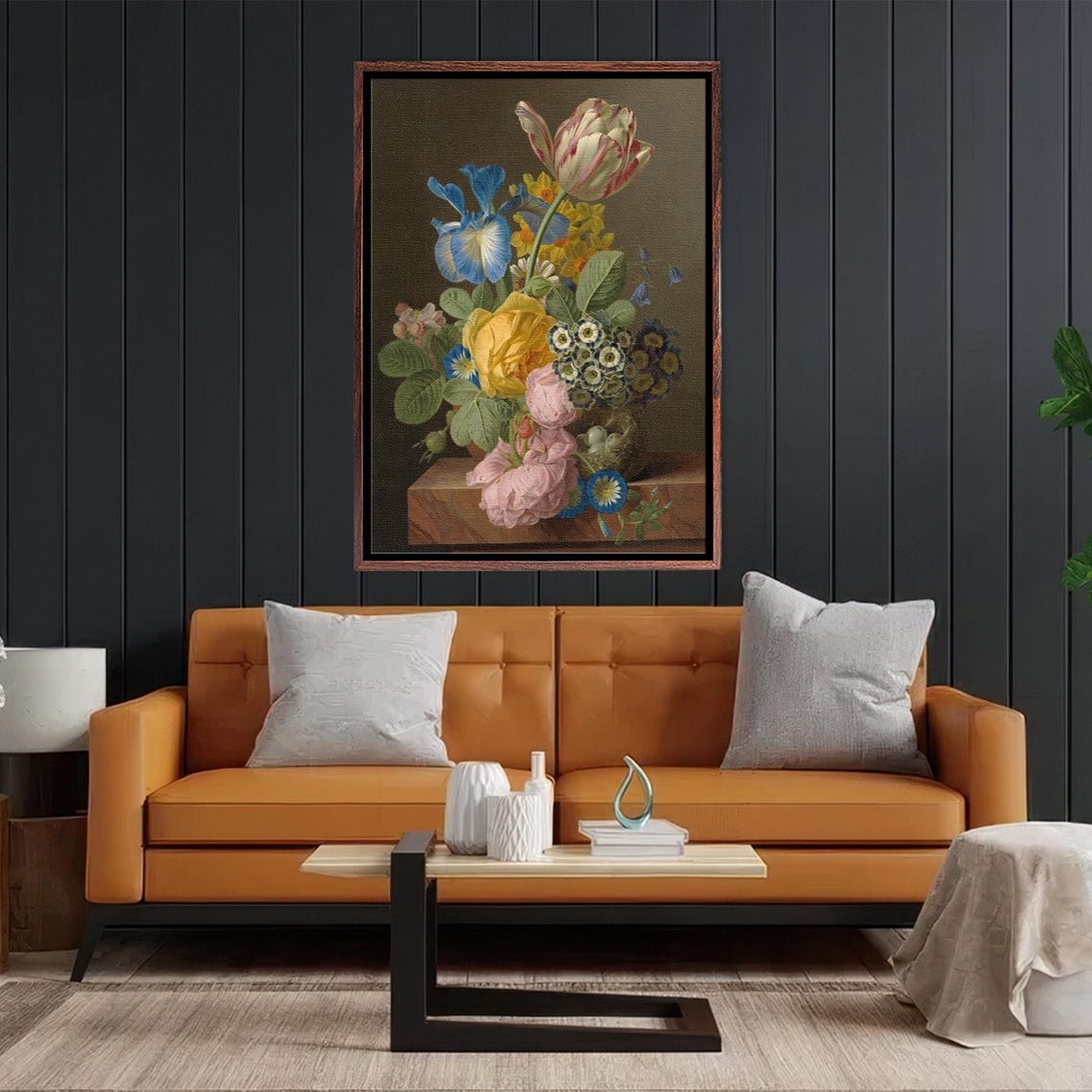 Dutch Master Style Flower Bouquet Still Life Dark Background Poster - Image 2